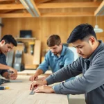Students training at hawaii trade schools demonstrate hands-on skills in a carpentry workshop.