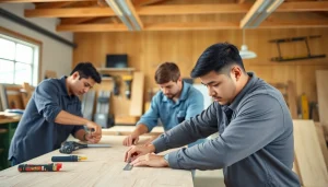 Students training at hawaii trade schools demonstrate hands-on skills in a carpentry workshop.