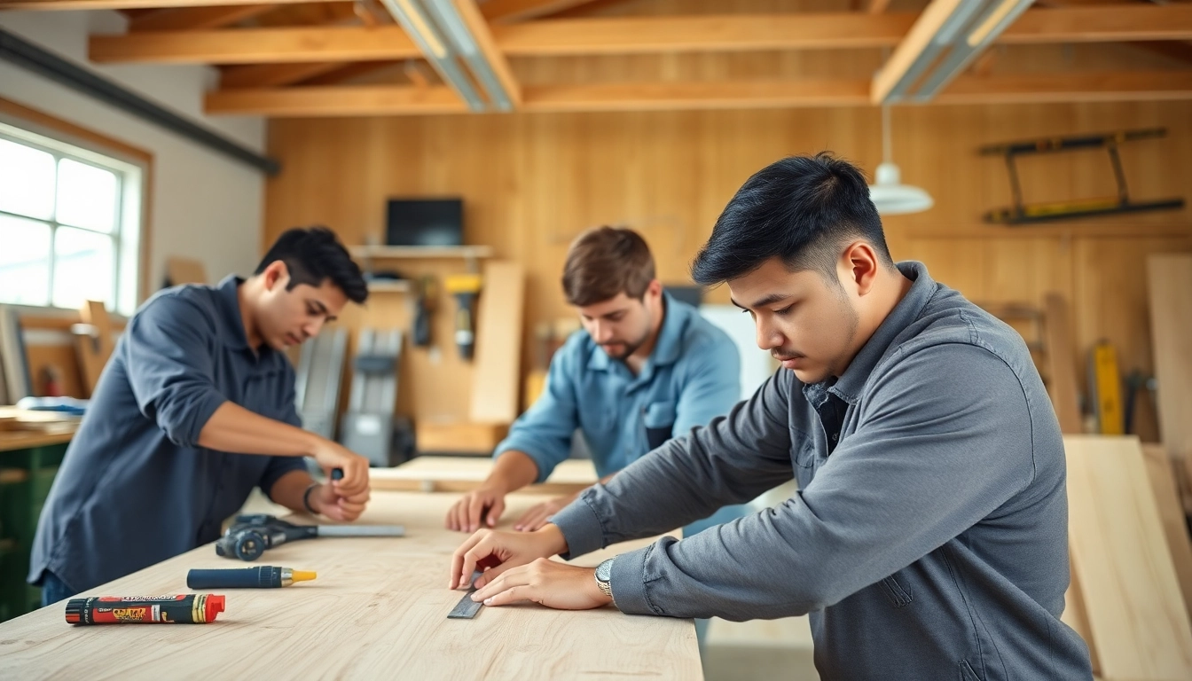 Students training at hawaii trade schools demonstrate hands-on skills in a carpentry workshop.