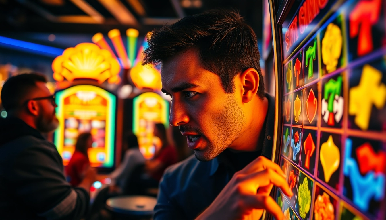 Menangkan jackpot di slot depo 1k dengan mesin slot berwarna cerah dan pemain yang bersemangat.