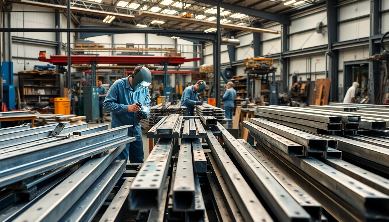 Steel fabricators near me expertly crafting metal structures in a well-lit workshop setting.