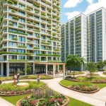 View of the Tampines ec, showcasing its modern architecture and lush landscaping.