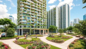 View of the Tampines ec, showcasing its modern architecture and lush landscaping.