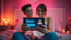 Engaging AI sexting interaction in a cozy bedroom setting with warm ambiance.
