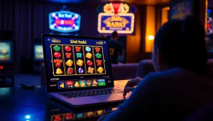 Exciting online gaming atmosphere showcasing a slot hoki game on a sleek device, highlighting vibrant graphics and player engagement.