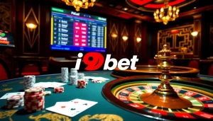 i9bet offers an engaging online casino experience with vibrant gaming tables and interactive screens.