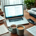 Expert traducteur assermenté portugais dans un espace de travail professionnel en train de traduire des documents.