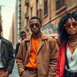 Models showcasing affordable luxury streetwear in an urban setting with vibrant graffiti and stylish accessories.