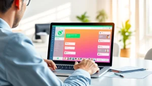 Understand What is a CRM for WhatsApp in a professional workspace environment with CRM software on display.