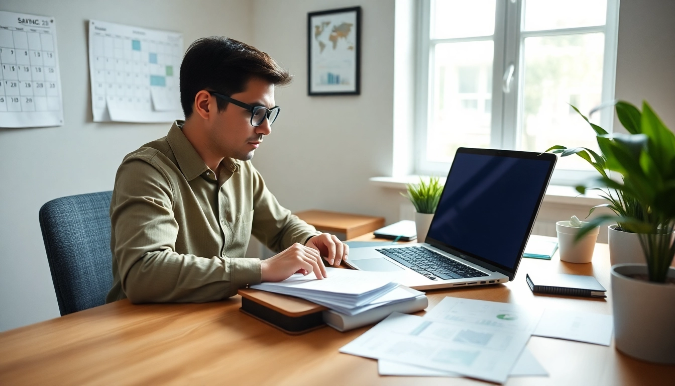 Why is self-discipline the key to becoming a good saver? A focused individual budgeting in a bright workspace.