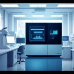 Showcase the das 142 model in a high-tech laboratory setting with advanced features.