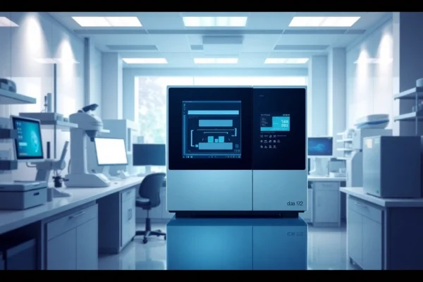 Showcase the das 142 model in a high-tech laboratory setting with advanced features.