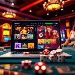 Gamblers winning exciting rewards using the Onicplay online interface amid vibrant casino visuals.