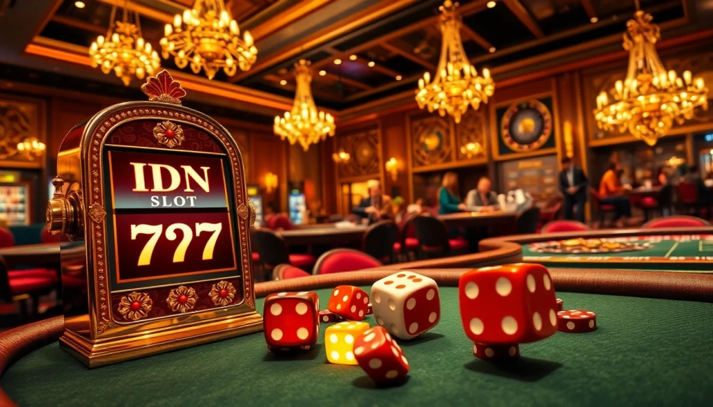 Engaging players enjoying IDN Slot 777 amidst a vibrant casino atmosphere.