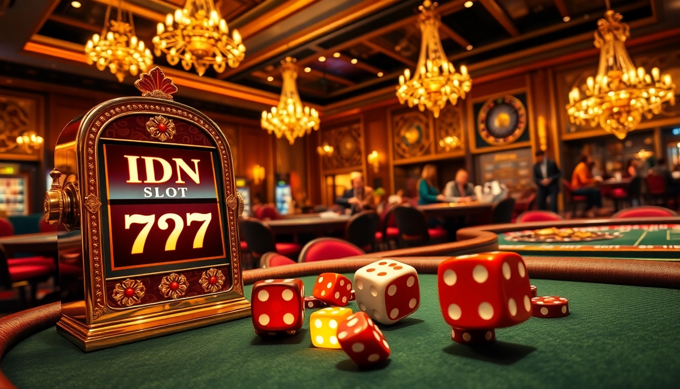 Engaging players enjoying IDN Slot 777 amidst a vibrant casino atmosphere.