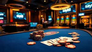 Experience high-stakes gaming at say88 with premium poker tables and captivating casino ambiance.