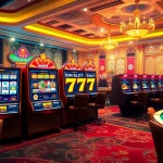 IDN Slot 777 showcases an enticing online casino scene with vibrant slot machines and dynamic betting interfaces.