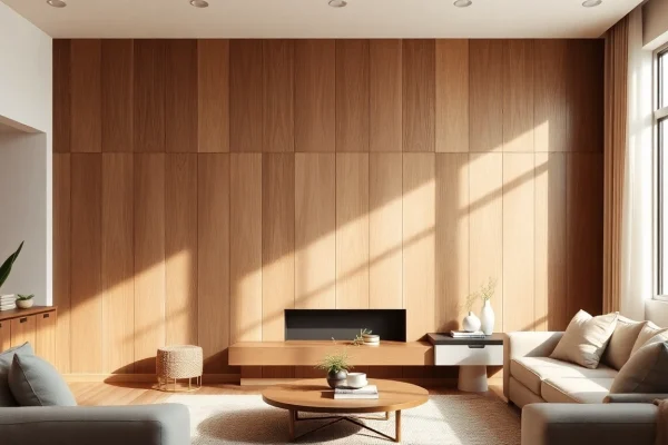 Enhance your home decor with a stunning wood panel feature wall.