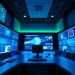 Dynamic cybersecurity AI control center showcasing real-time analytics and threat monitoring