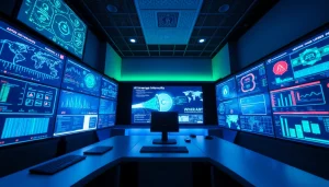 Dynamic cybersecurity AI control center showcasing real-time analytics and threat monitoring