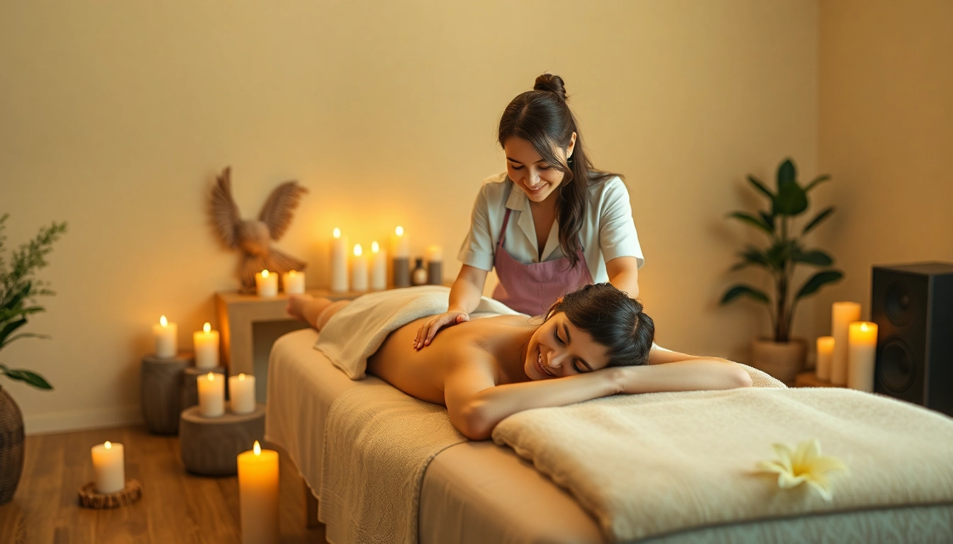 출장마사지 session with a professional therapist in a tranquil home spa setting.