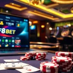 Experience F8BET gaming with vibrant tables, poker chips, and a luxurious online interface.