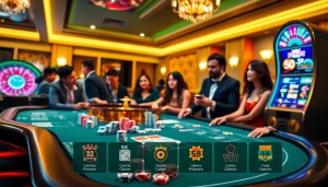 Players enjoying a thrilling game at S8 Casino with vibrant lights and betting action.