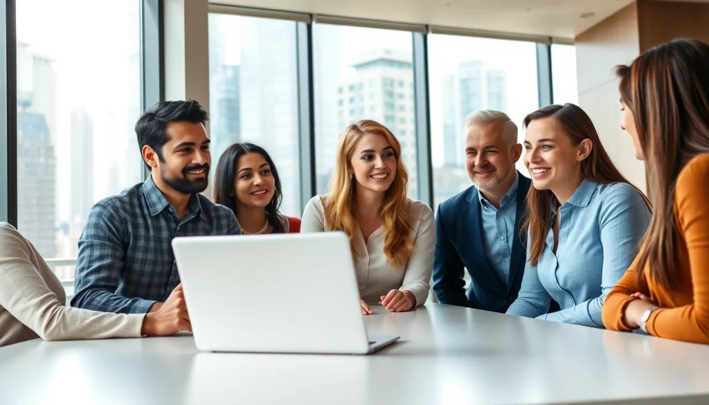 Maximize your sales recruiting services with a diverse professional team collaborating in a modern office environment.