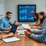 Business professionals discussing IPVA GO 2026 calendar dates in an organized office setting.