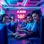 Hoạt động chơi game AX88 Win với nhiều người chơi trong một lounge sinh động