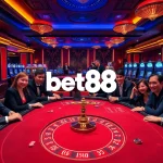 Exciting gaming action at Bet88 casino with players at a premium roulette table.