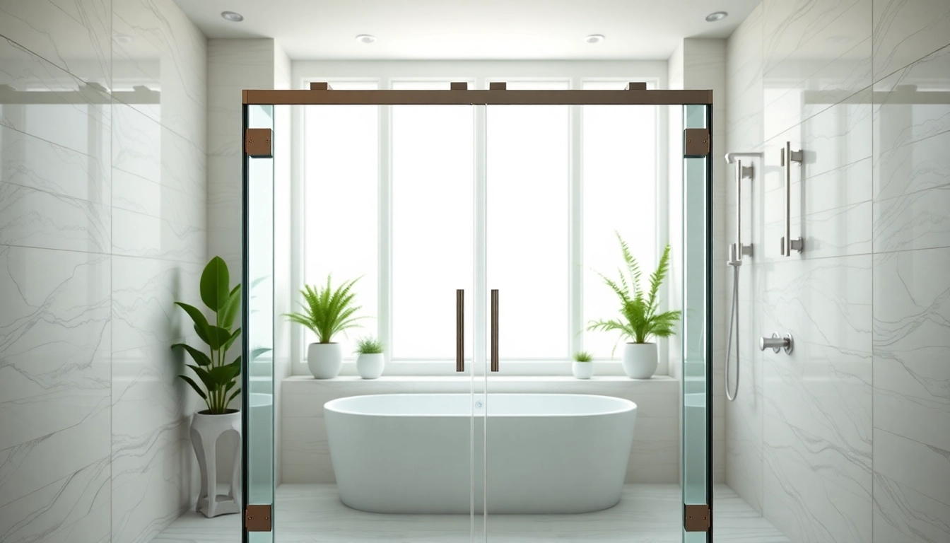 Showcasing elegant shower doors in a modern bathroom with sleek design and natural light.