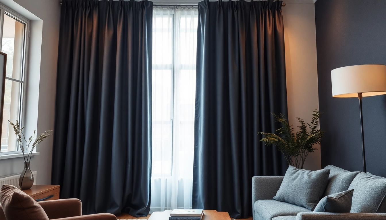 Verduisterende gordijnen in een stijlvolle woonkamer bieden optimale lichtblokkerende eigenschappen.