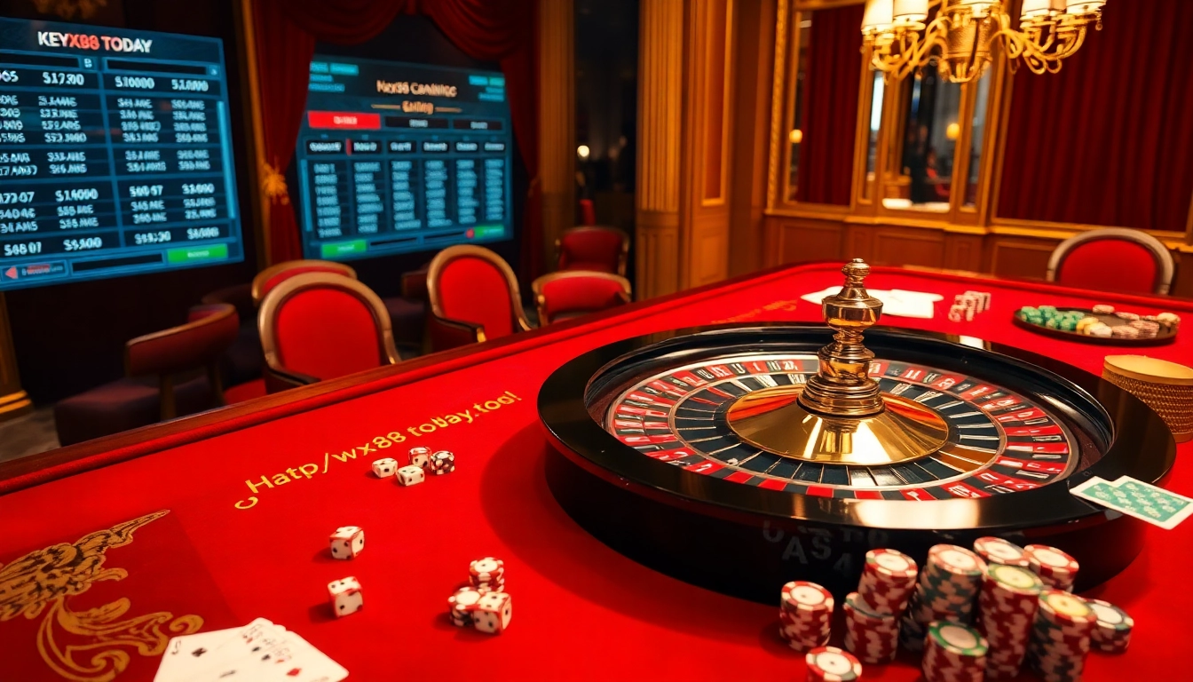 Experience thrilling gameplay at https://xx88.today/ with vibrant chips and a spinning roulette wheel.