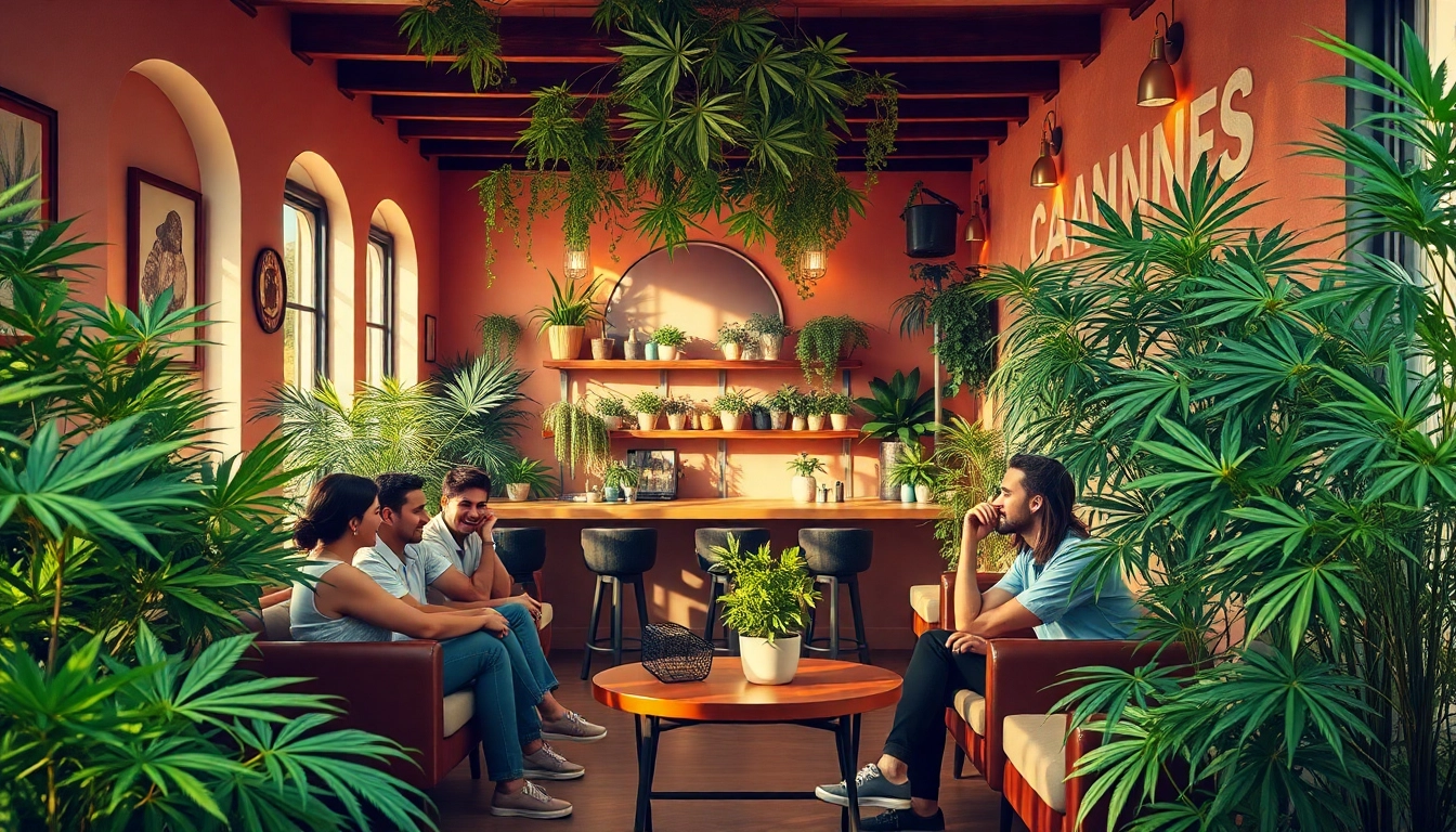 Engaging scene showcasing Cannabis Clubs Lloret De Mar with members enjoying a relaxed atmosphere.