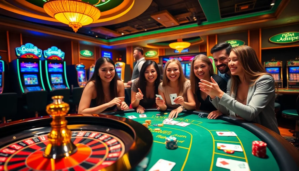 Experience the thrill of gambling with MMOO-themed casino games on vibrant tables filled with chips and cards.