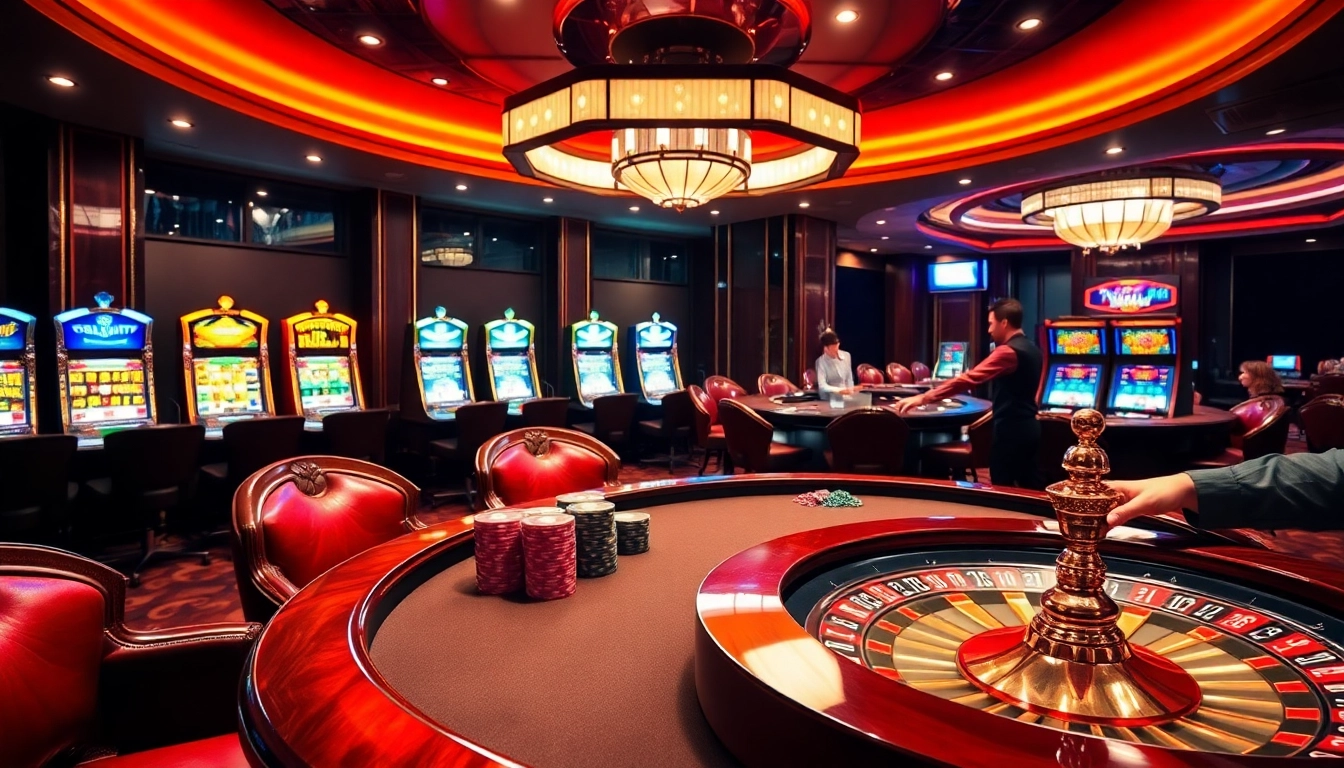 Players enjoying a game at a luxurious casino featuring the theme situs deposit 5k with vivid slot machines.