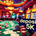 Rasakan sensasi situs deposit 5k dengan visual kasino yang memukau menampilkan poker dan slot.