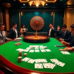 Nk88 gambling scene showcasing poker chips and casino tables in a luxurious atmosphere.