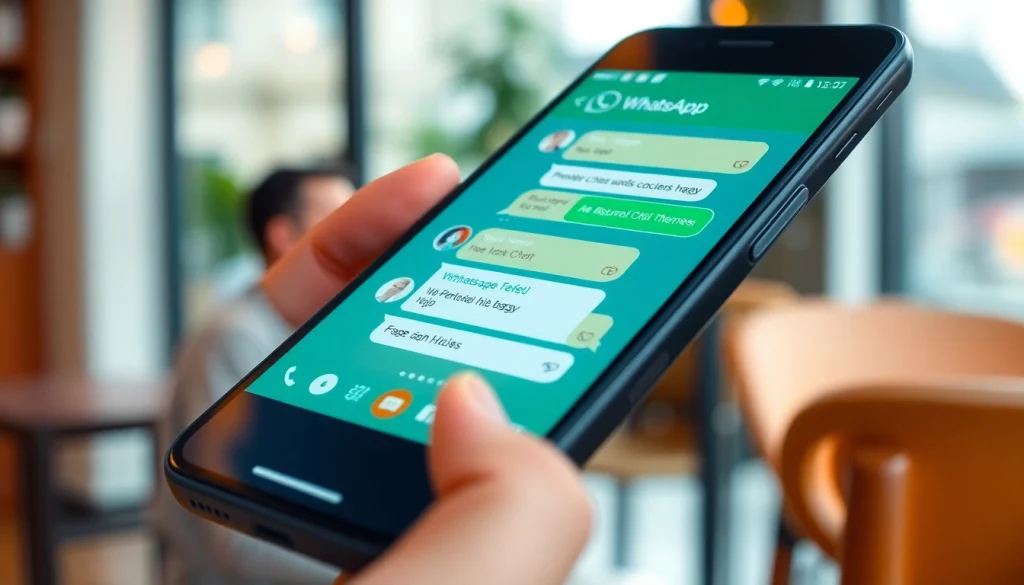 GB WhatsApp app interface showcasing customization features on a smartphone.