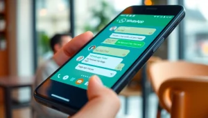 GB WhatsApp app interface showcasing customization features on a smartphone.
