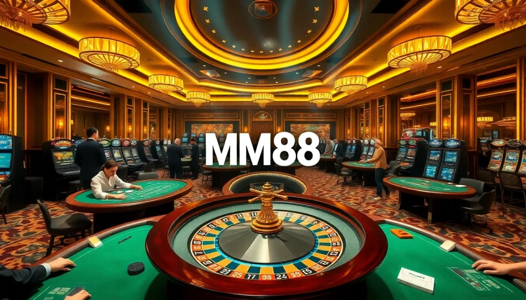 Players engaging at an MM88 casino table with vibrant games and winning excitement in the air.