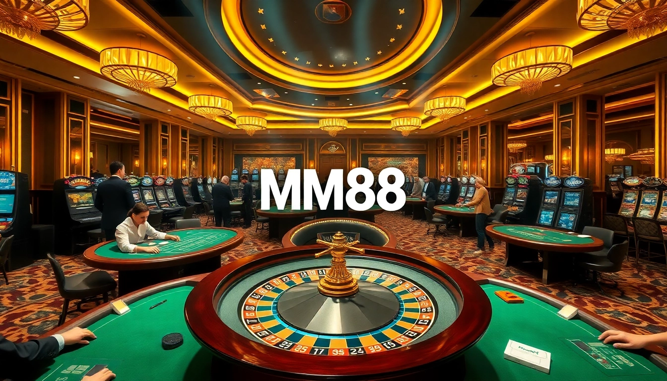 Players engaging at an MM88 casino table with vibrant games and winning excitement in the air.