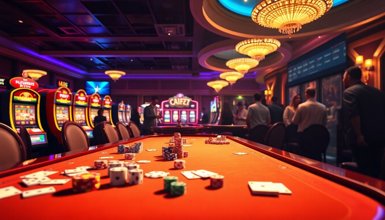 Poker players strategizing with hidden wiki link details in a vibrant casino setting.