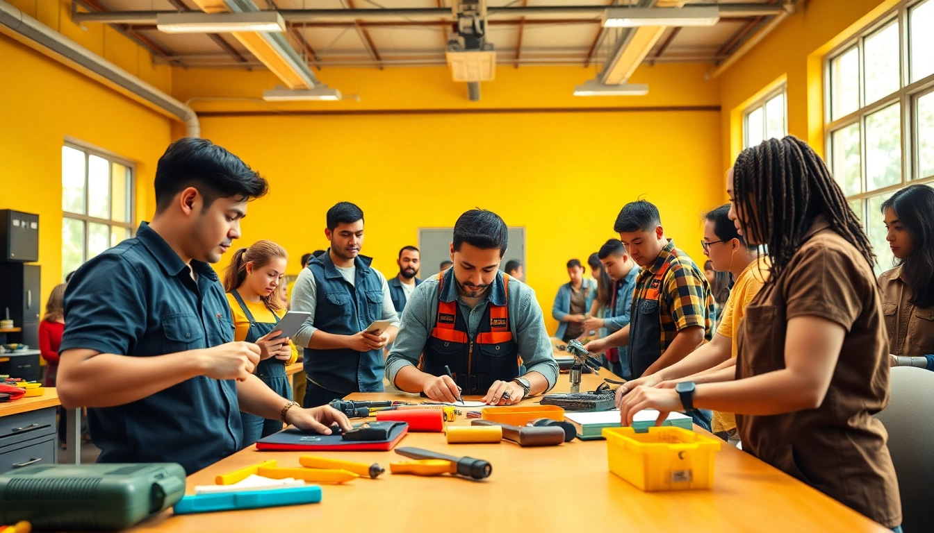 Students actively participating in a workshop at trade schools oahu, showcasing diverse skills.