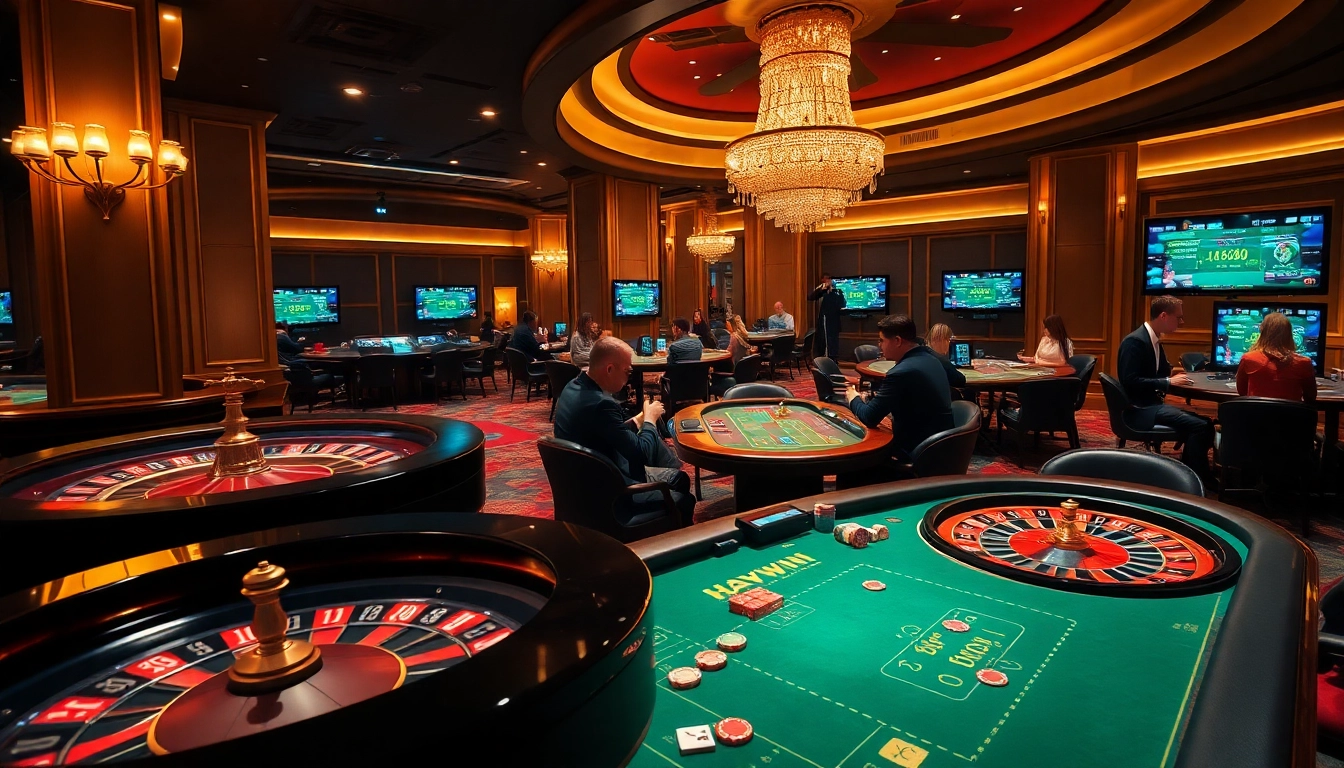 Experience thrilling gameplay at Haywin with vibrant casino tables and players immersed in exciting action.
