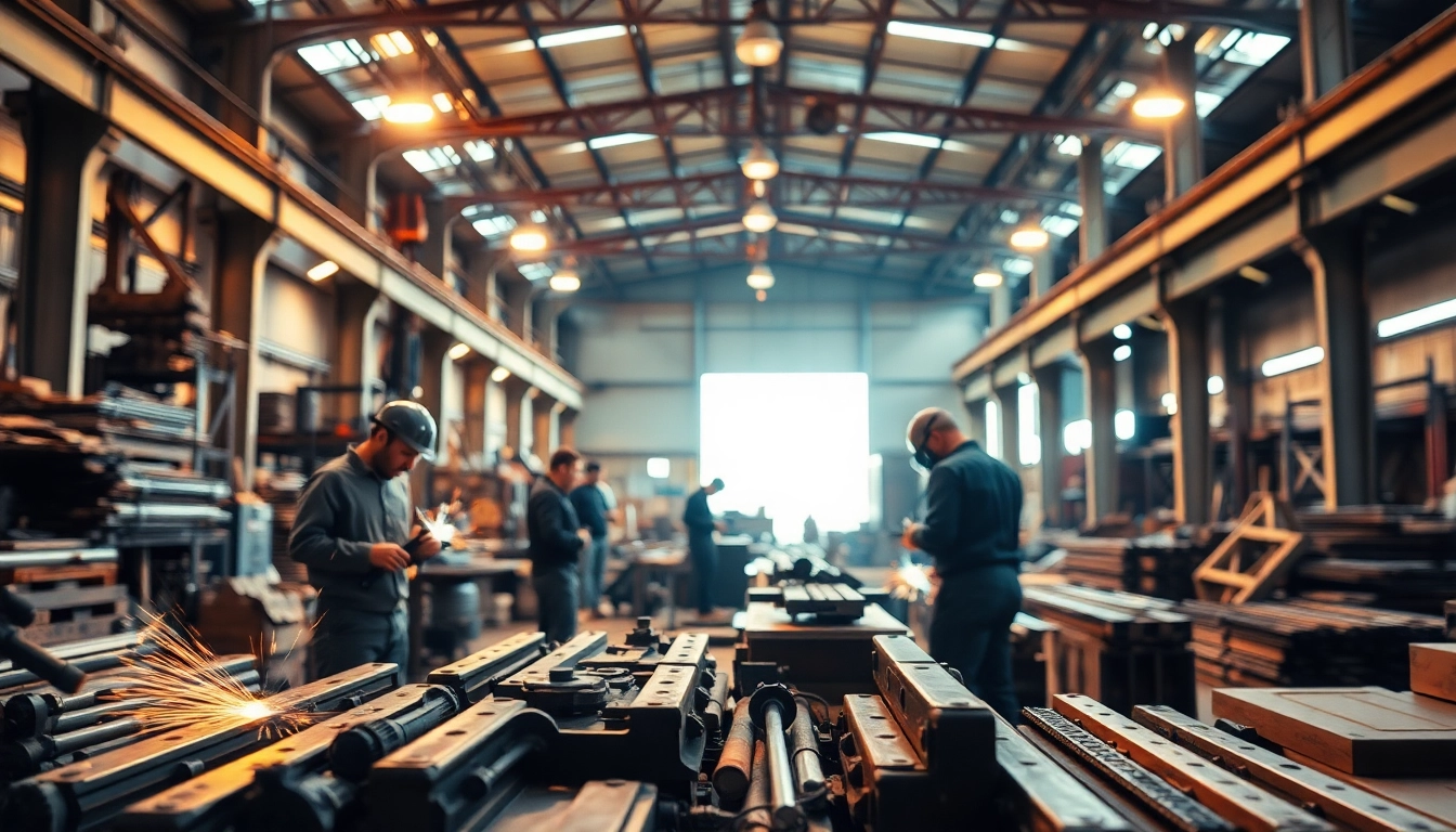 Steel fabricators near me working diligently in a bright and energetic workshop.