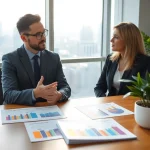 Understanding warranty protection plans with a financial planner in a bright, professional setting.