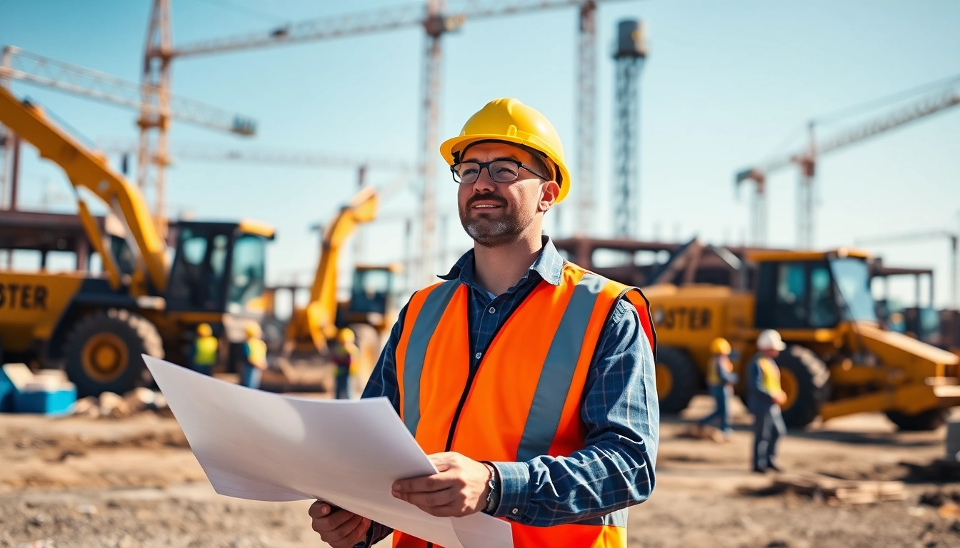 New Jersey Construction Manager guiding a team at a construction site, showcasing collaboration and professionalism.