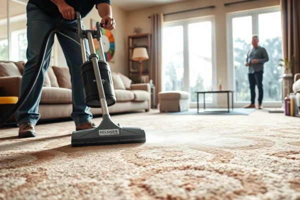 Quality carpet cleaners Lincoln CA demonstrating expert service in a cozy living room.
